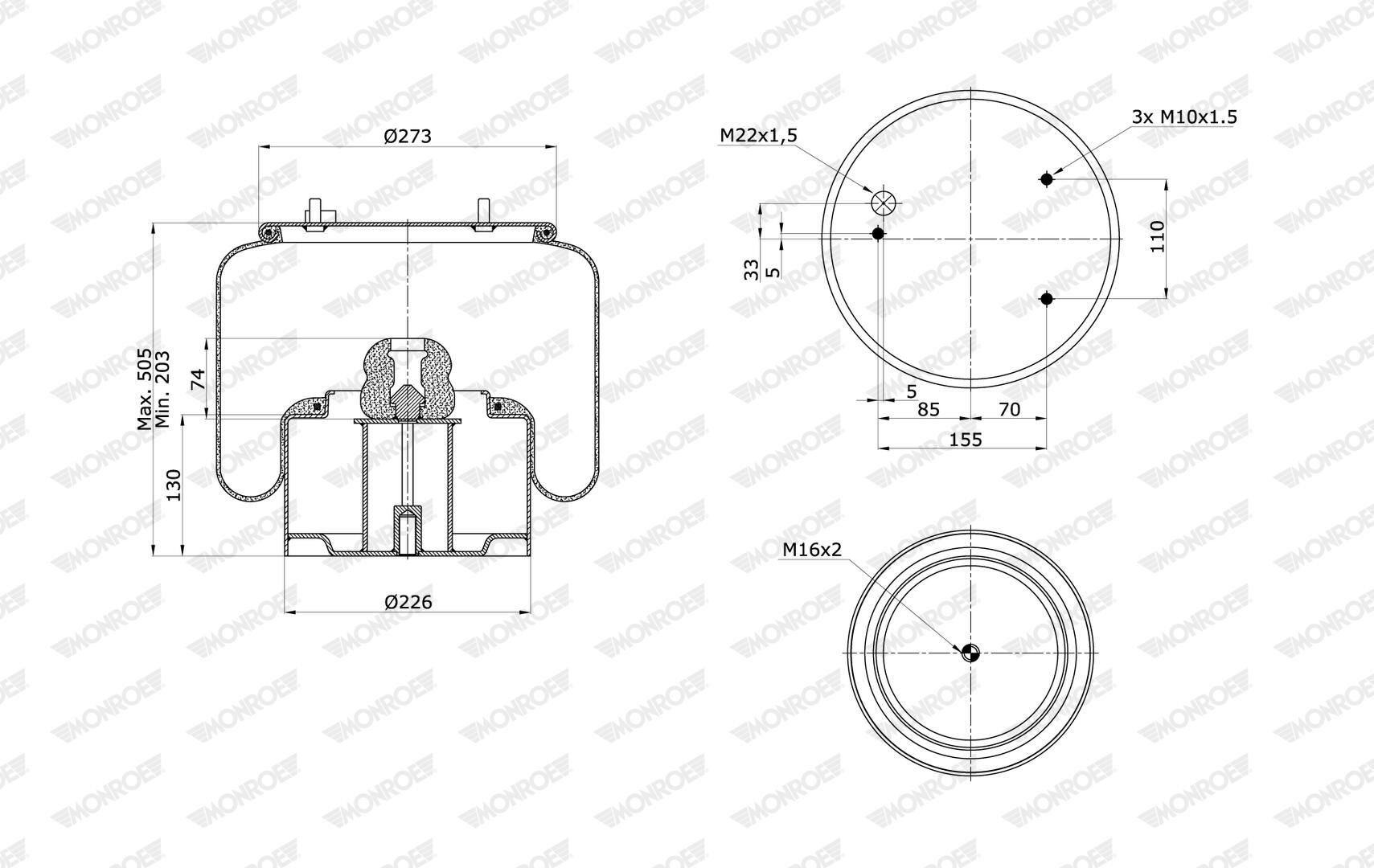 Cubrepolvo, suspensión neumática