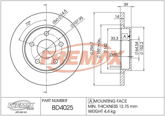 BD-4025 FREMAX féktárcsa