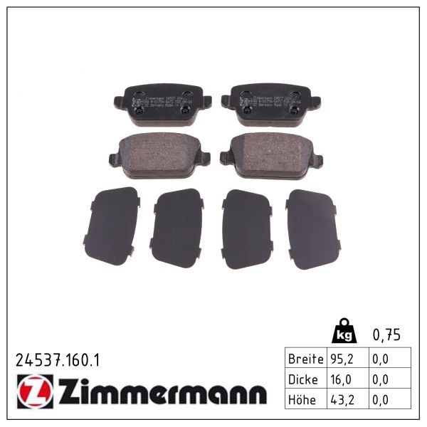 ZIMMERMANN 24537.160.1 - Bremsbelagsatz, Scheibenbremse