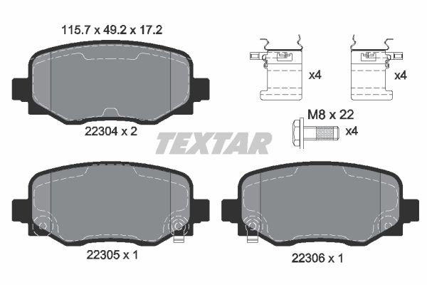 2230401 TEXTAR Q+ fékbetétkészlet, tárcsafék