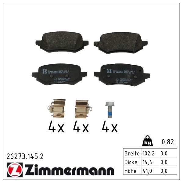 Zimmermann 26273.145.2 Bremsbelagsatz, Scheibenbremse