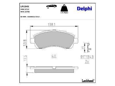 DELPHI LP1545 - Bremsbelagsatz, Scheibenbremse