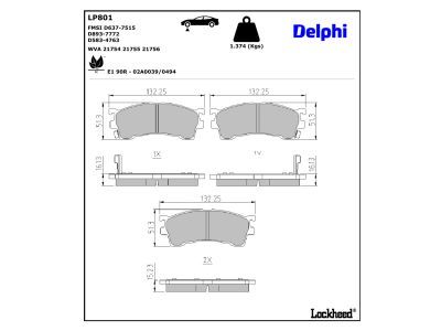 DELPHI LP801 - Bremsbelagsatz, Scheibenbremse
