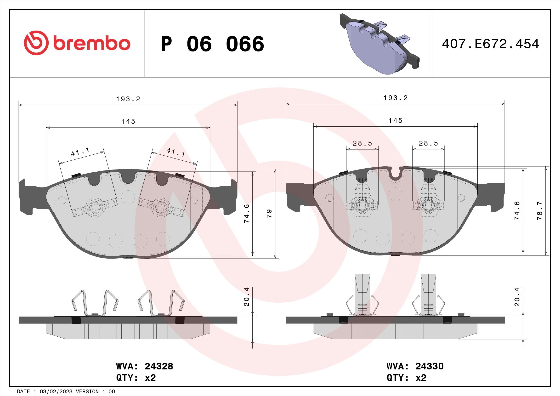 Brake Pad Set, disc brake P 06 066