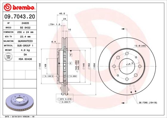 Brake Disc 09.7043.20