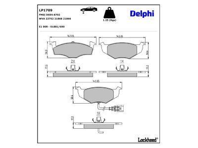 DELPHI LP1709 - Bremsbelagsatz, Scheibenbremse