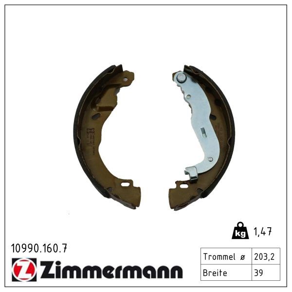 Zimmermann 10990.160.7 Bremsbackensatz, Feststellbremse