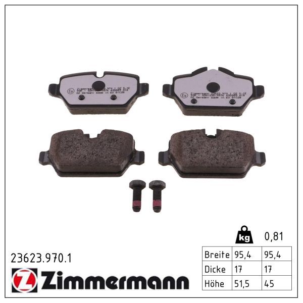 Zimmermann 23623.970.1 Bremsbelagsatz, Scheibenbremse