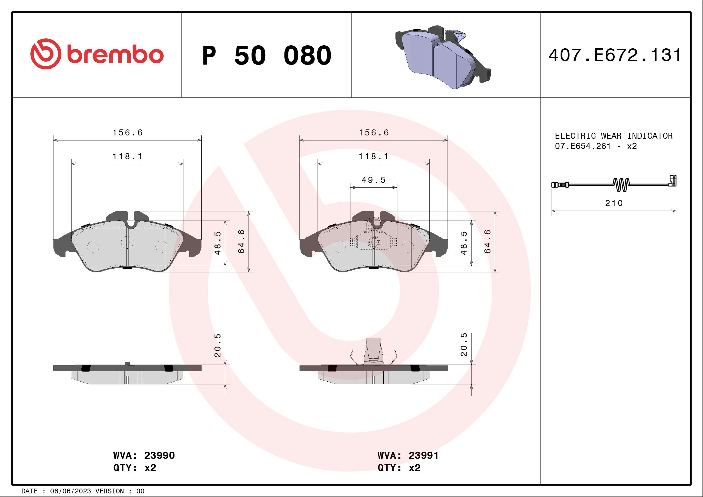 Brake Pad Set, disc brake P 50 080