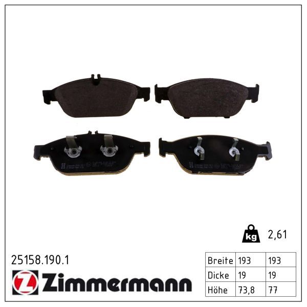 Zimmermann 25158.190.1 Bremsbelagsatz, Scheibenbremse
