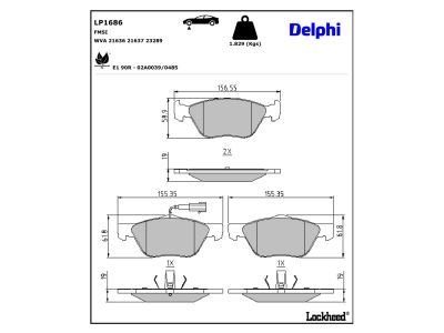 DELPHI LP1686 - Bremsbelagsatz, Scheibenbremse