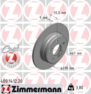 ZIMMERMANN 400.1412.20 - Bremsscheibe COAT Z