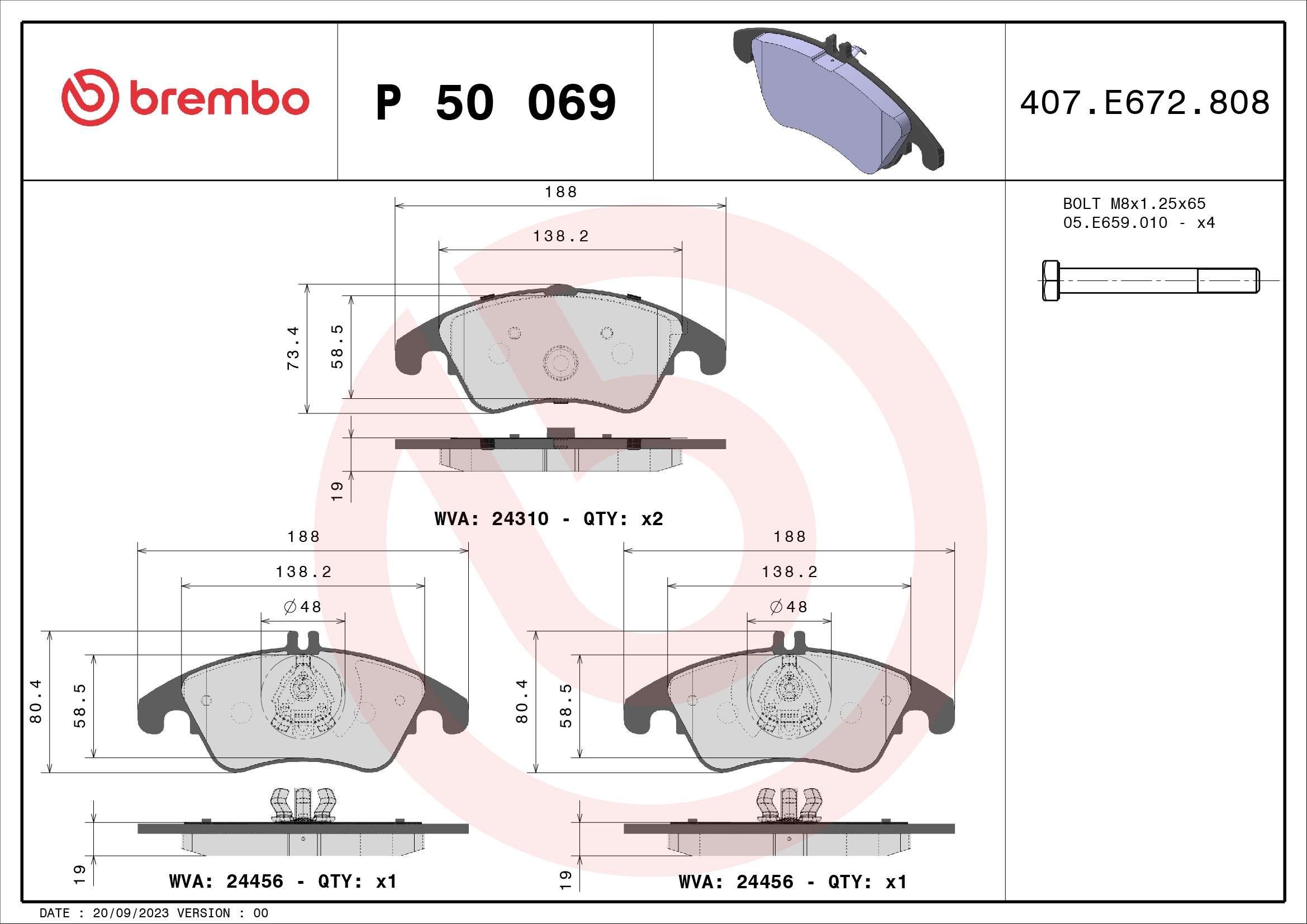 Brake Pad Set, disc brake P 50 069X