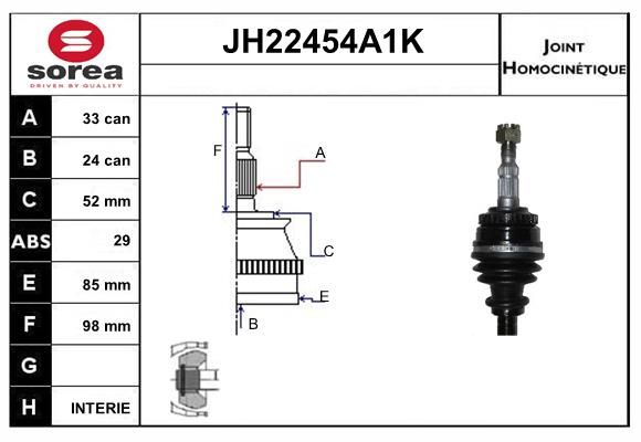 KIT CV JOINT AVEC KR078 - OPEL MERI