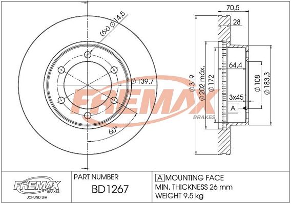BD-1267 FREMAX féktárcsa