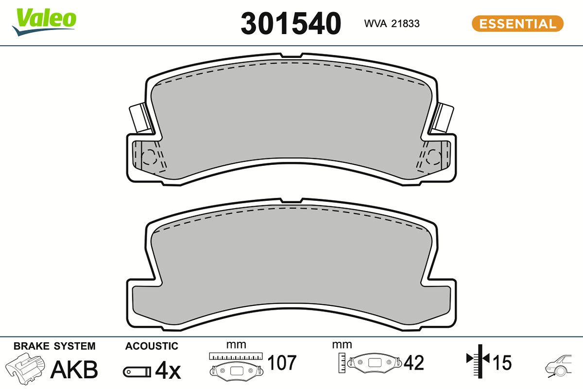 VALEO 301540 - Bremsbelagsatz, Scheibenbremse