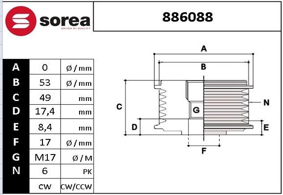 POULIE DEBR P6 DIA 60 EP 40,8