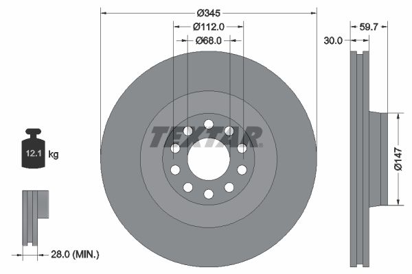 92112505 TEXTAR PRO+ féktárcsa