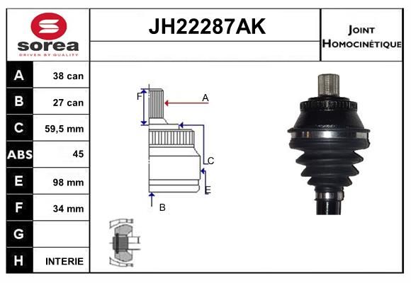 KIT CV JOINT AVEC KR129 -