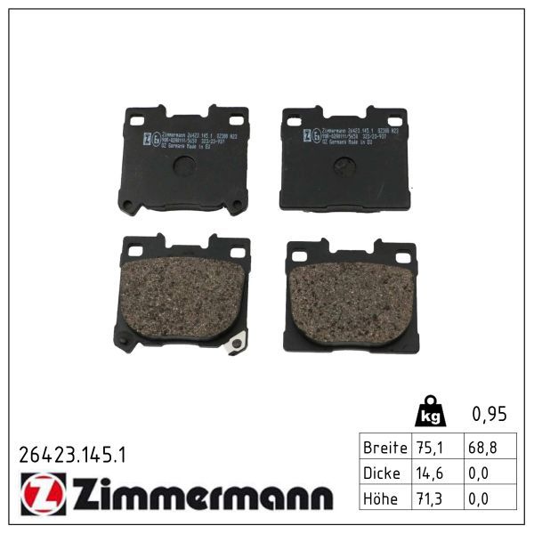 Zimmermann 26423.145.1 Bremsbelagsatz, Scheibenbremse