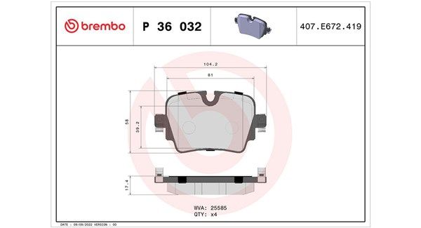 Bremsbelagsatz, Scheibenbremse