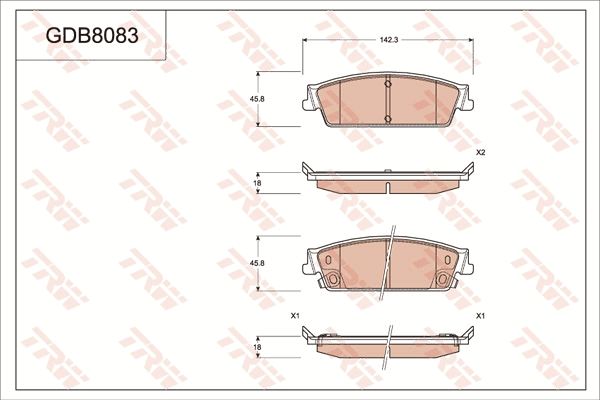 TRW BRAKE PAD SET, DISC BRAKE - TecDoc Only