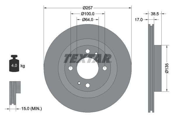 92282503 TEXTAR PRO féktárcsa