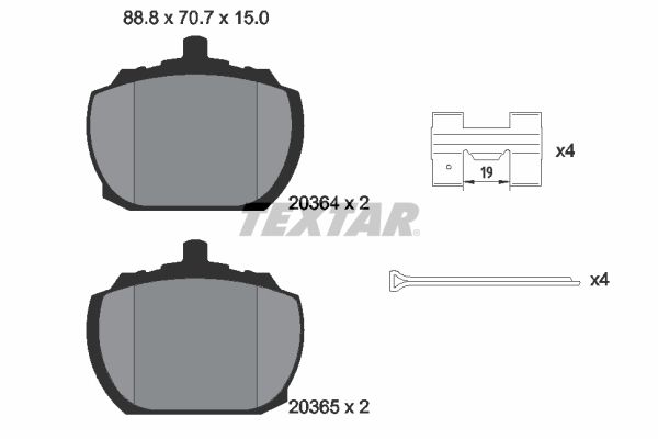 TEXTAR 2036404 - Bremsbelagsatz, Scheibenbremse