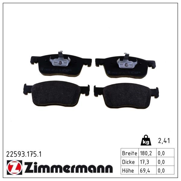 Zimmermann 22593.175.1 Bremsbelagsatz, Scheibenbremse