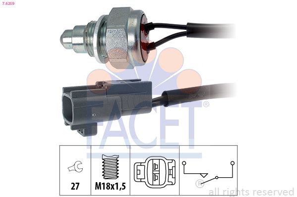 7.6259 FACET Made in Italy - OE Equivalent kapcsoló, tolatólámpa