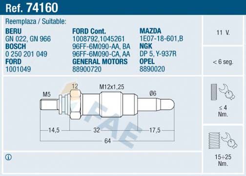 Glow Plug 74160