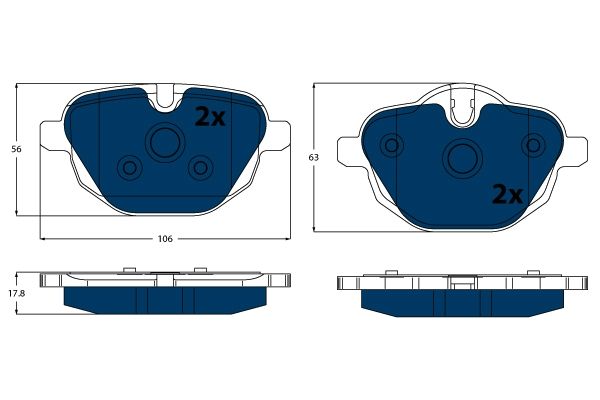 TRW DISC BRAKE PADS - ELECTRIC BLUE - TecDoc Only