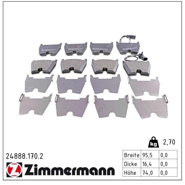 ZIMMERMANN 24888.170.2 - Bremsbelagsatz, Scheibenbremse