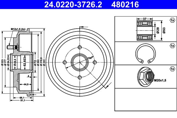 Brake Drum 24.0220-3726.2