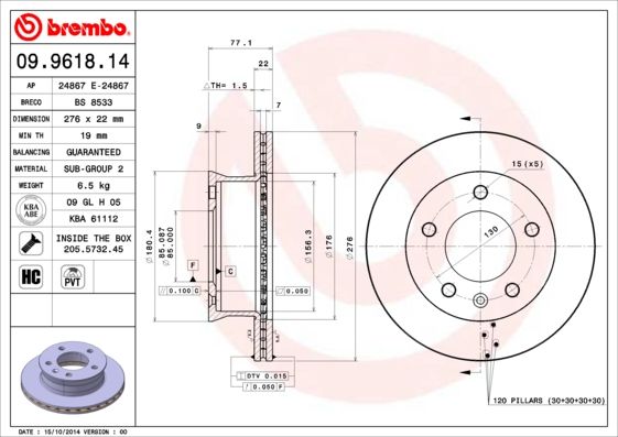 Brake Disc 09.9618.14