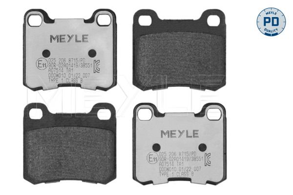 MEYLE 025 206 8715/PD - Bremsbelagsatz, Scheibenbremse PD