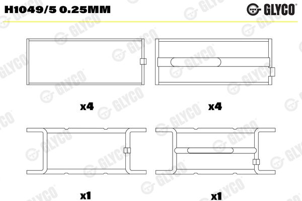 GLYCO H1049/5 0.25mm Crankshaft Bearing