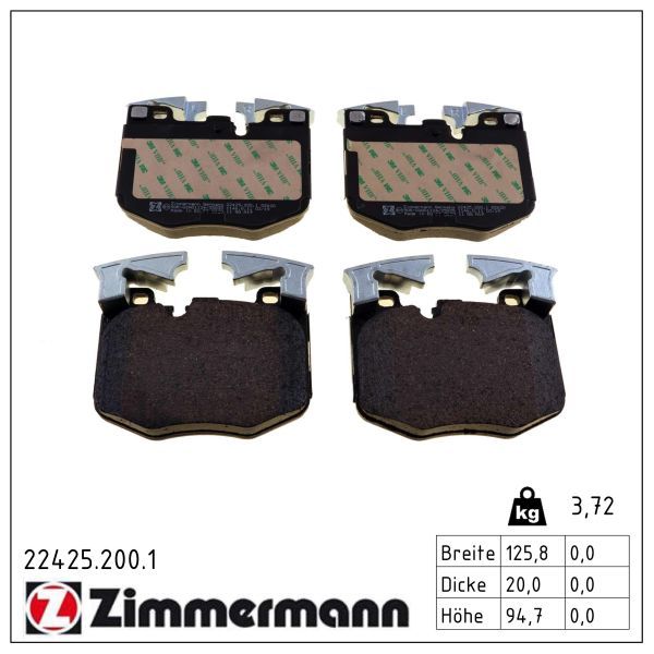ZIMMERMANN 22425.200.1 - Bremsbelagsatz, Scheibenbremse