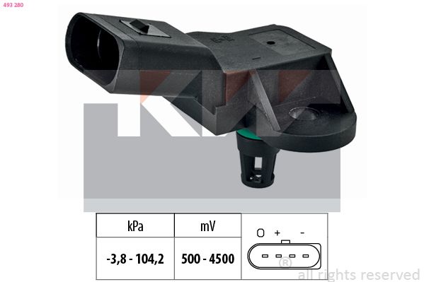KW 493 280 - Drucksensor, Bremskraftverst&auml;rker