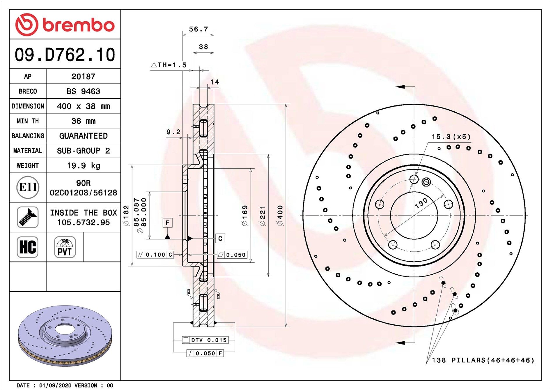 MERCEDES AMG G63 W463 20-On (FRT) *X/Drilled - TecDoc 1