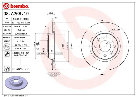 Brake Disc 08.A268.10