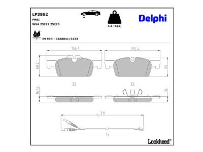 DELPHI LP3862 - Bremsbelagsatz, Scheibenbremse