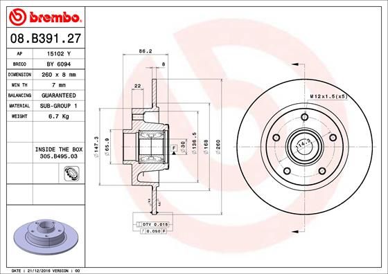 Brake Disc 08.B391.27