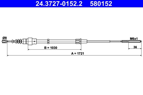 Cable Pull, parking brake 24.3727-0152.2