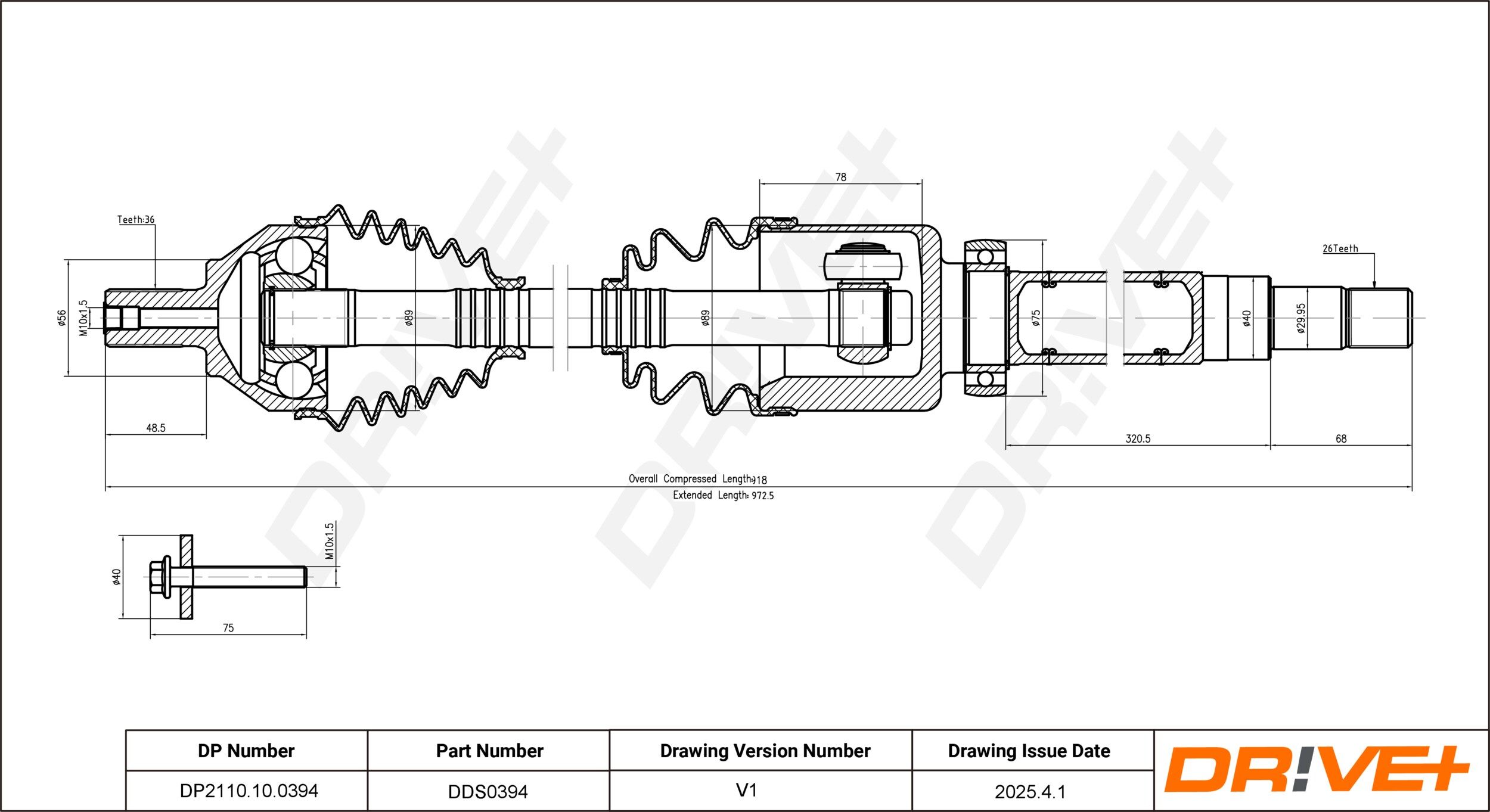 Dr!ve+ DP2110.10.0394 Antriebswelle
