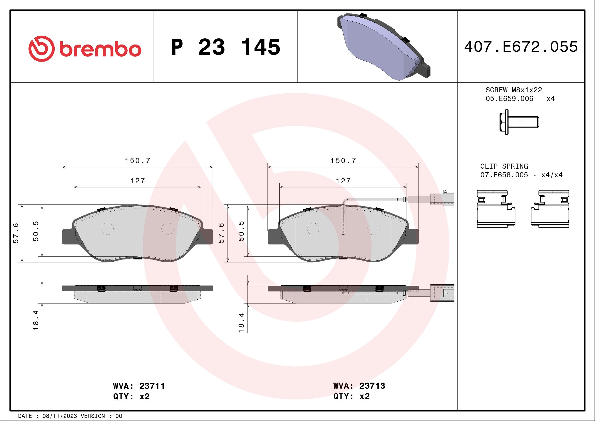 Brake Pad Set, disc brake P 23 145