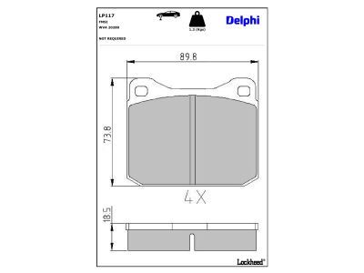 DELPHI LP117 - Bremsbelagsatz, Scheibenbremse