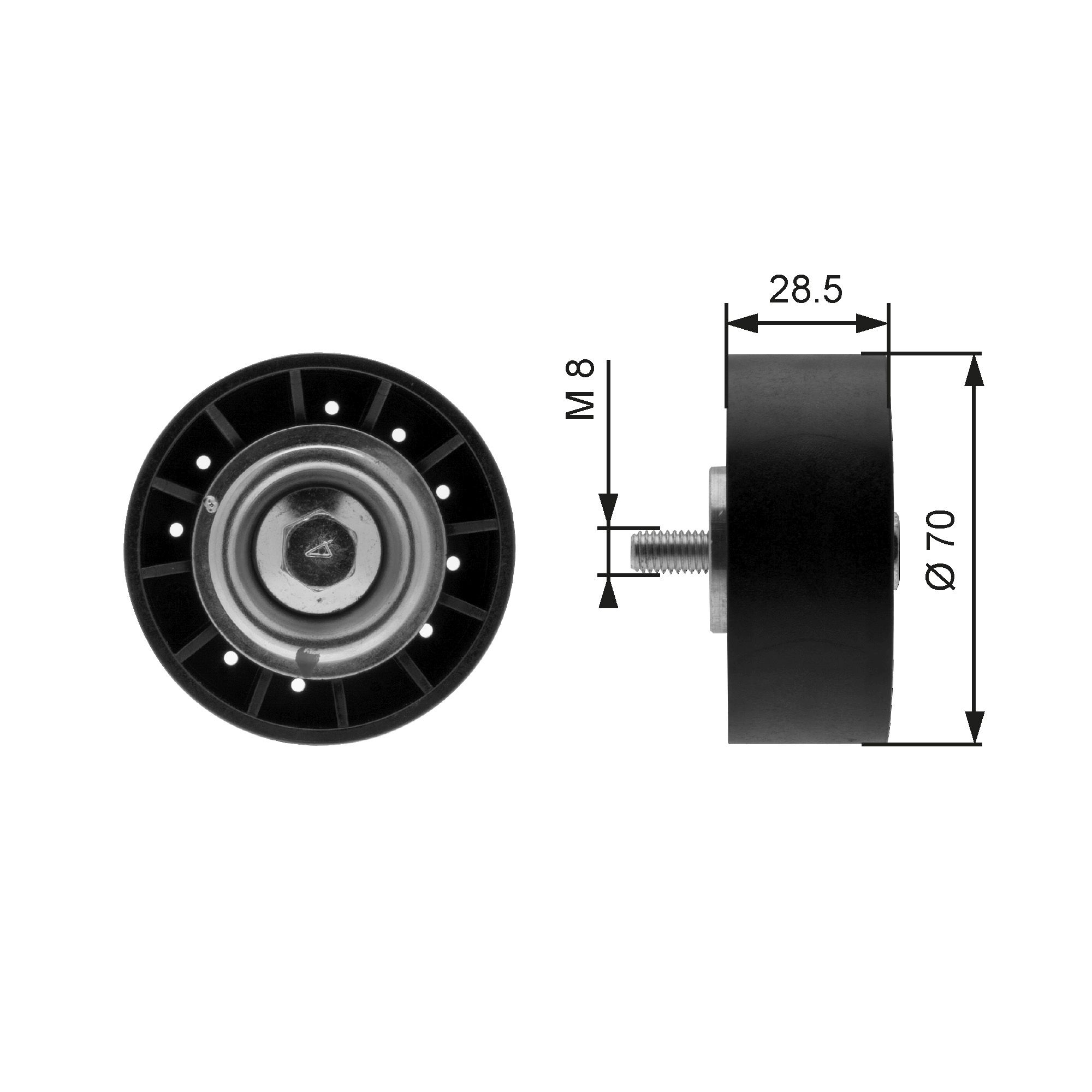 Deflection/Guide Pulley, V-ribbed belt T36211