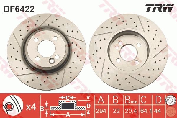 TRW BRAKE DISC - TWIN PACK - TecDoc 1