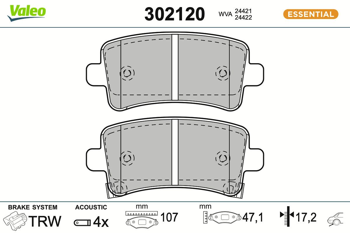 VALEO 302120 - Bremsbelagsatz, Scheibenbremse